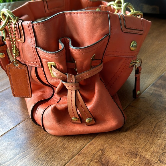 Coach Peyton Coral Leather Satchel with Brass Hardware. - Picture 13 of 13